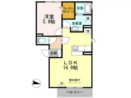 カーサコモドⅢ(1LDK/3階)の間取り写真