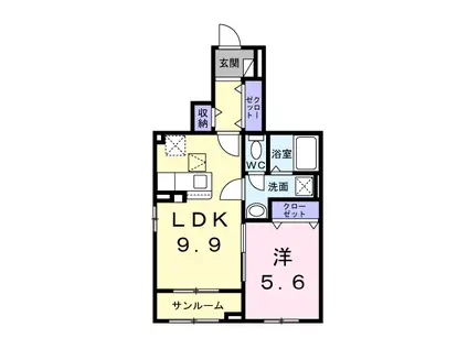 レジデンス荒牧(1LDK/1階)の間取り写真