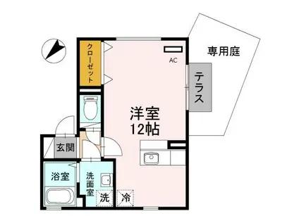 シルクコートA棟(ワンルーム/1階)の間取り写真