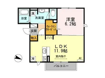 カーサコモドV(1LDK/3階)の間取り写真