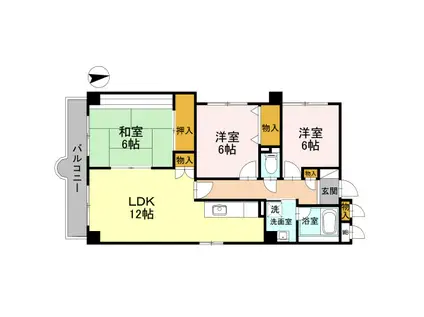 パープルツィン園田(3LDK/4階)の間取り写真