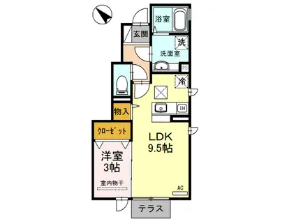 グランクール(1LDK/1階)の間取り写真