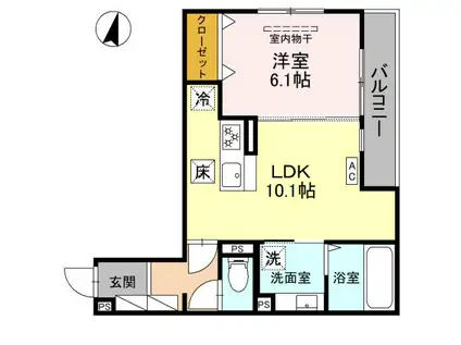 トリシア武庫川(1LDK/1階)の間取り写真