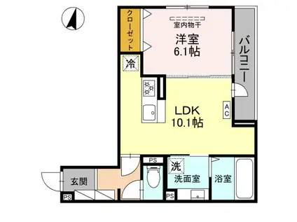 トリシア武庫川(1LDK/3階)の間取り写真