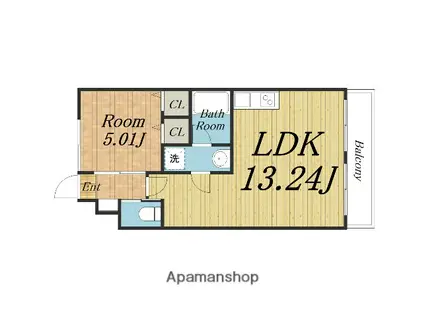 プレジオ東三国(1LDK/4階)の間取り写真