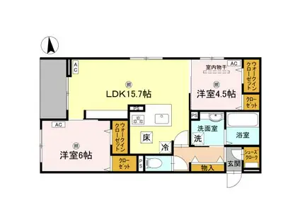 ARMOJOUR MATIN(2LDK/1階)の間取り写真