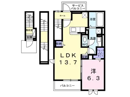 ソレイユ(1LDK/3階)の間取り写真