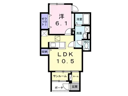 ソレイユ(1LDK/1階)の間取り写真