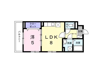 ズュートヴィント(1LDK/2階)の間取り写真