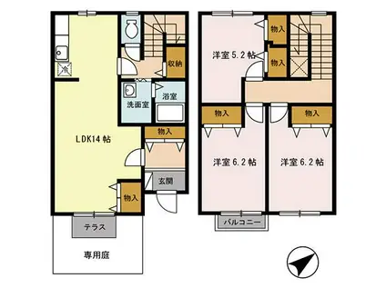 ユニフレックス寺本 B(3LDK)の間取り写真
