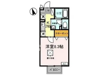 HEIM BRUNNEN(1K/1階)の間取り写真