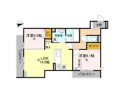 D-RESIDENCE荘園A(2LDK/1階)の間取り写真