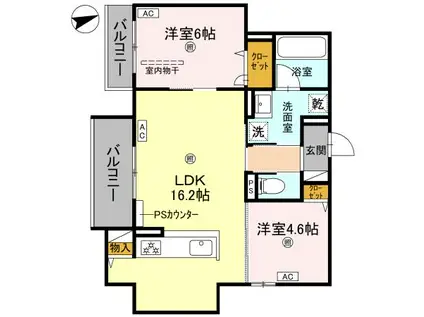 D-RESIDENCE荘園B(2LDK/2階)の間取り写真