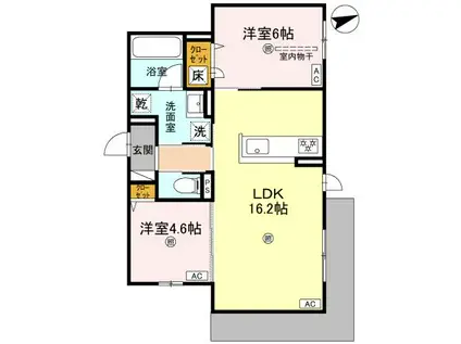 D-RESIDENCE荘園B(2LDK/1階)の間取り写真