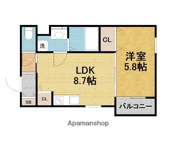 ベリッシモ蛍池(1LDK/1階)の間取り写真