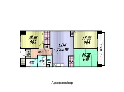 エバーグリーンハイツ(3LDK/4階)の間取り写真