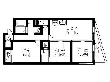 パームハイツ豊中(3LDK/3階)の間取り写真