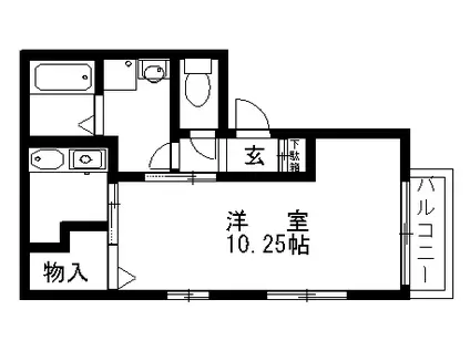 アペルトコートA(1K/1階)の間取り写真
