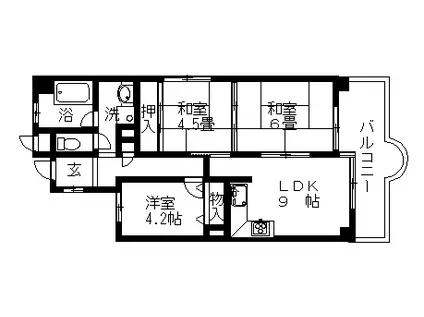 池田天神アーバンリズ(3LDK/3階)の間取り写真