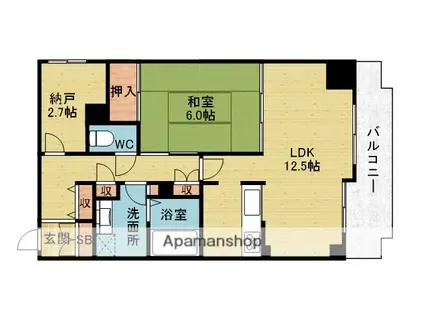 ヴィルヌーブ緑地公園(1SLDK/3階)の間取り写真