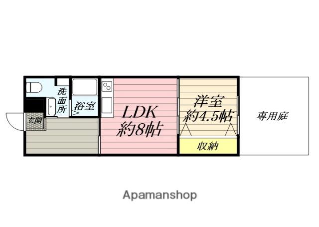阪急電鉄千里線 千里山駅 徒歩8分 5階建 築58年(1LDK/1階)の間取り写真