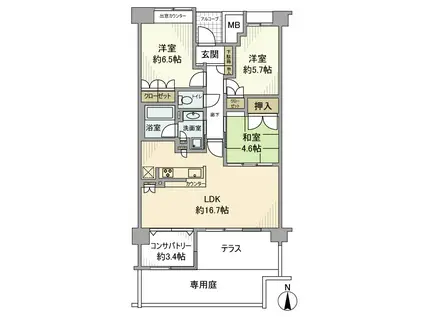 プラウド新千里西町(3LDK/1階)の間取り写真
