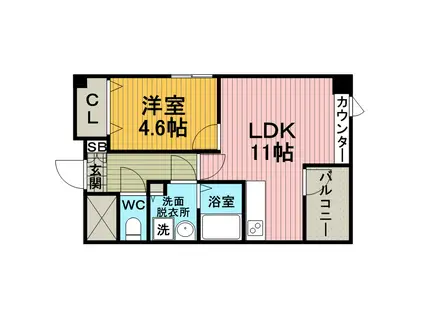 クオリティ西三国(1LDK/4階)の間取り写真
