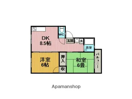 ル・レーヴ弐番館(2DK/1階)の間取り写真