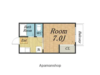 ラフィーネ曽根Ⅲ(1K/2階)の間取り写真