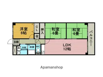 カーサ緑地(3LDK/2階)の間取り写真