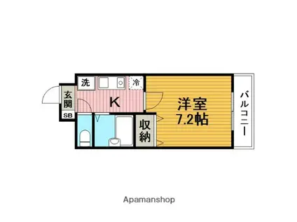 グランディールⅧ(1K/1階)の間取り写真