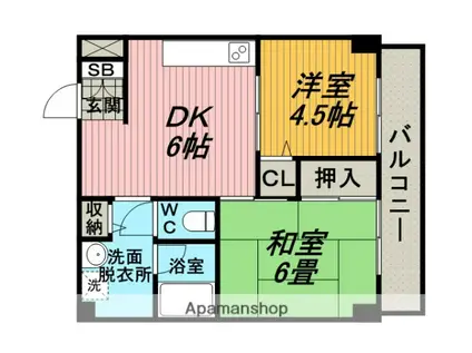 アメニティ豊中(2DK/2階)の間取り写真