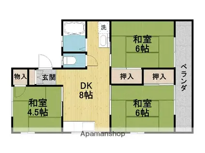 シティハイムフォーサム2(3DK/2階)の間取り写真