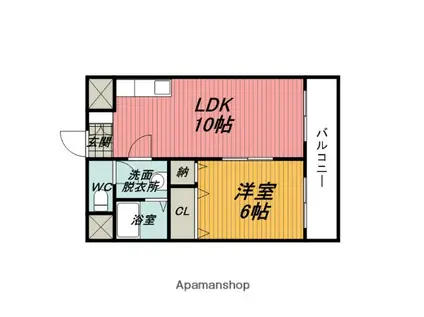 シャガール豊中(1LDK/2階)の間取り写真