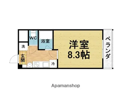 シャンヴェルジェ豊中Ⅰ Ⅱ(1K/2階)の間取り写真