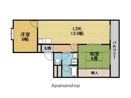 シャンボールメゾン曽根(2LDK/2階)の間取り写真