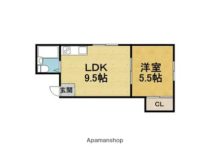 豊中ニューハイツ(1LDK/1階)の間取り写真