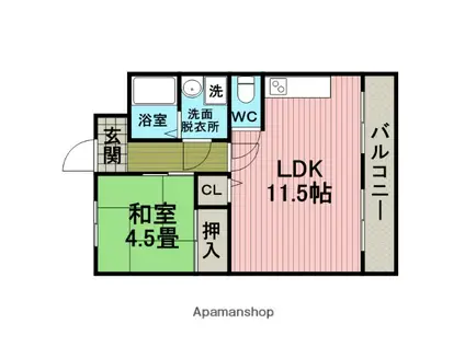 グレイスガーデン豊中(1LDK/5階)の間取り写真