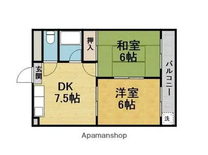 メゾン錦(2DK/2階)の間取り写真