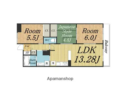 ファミール北大阪リバーサイド(3LDK/1階)の間取り写真