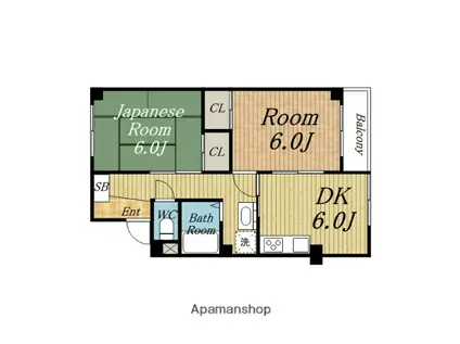 達家ハイツ(2DK/2階)の間取り写真