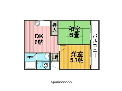 グランディア豊中(2DK/3階)の間取り写真