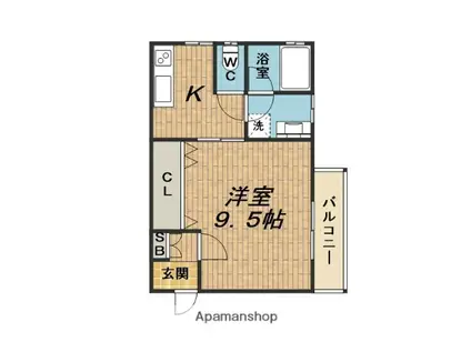 サザンベース(1K/1階)の間取り写真