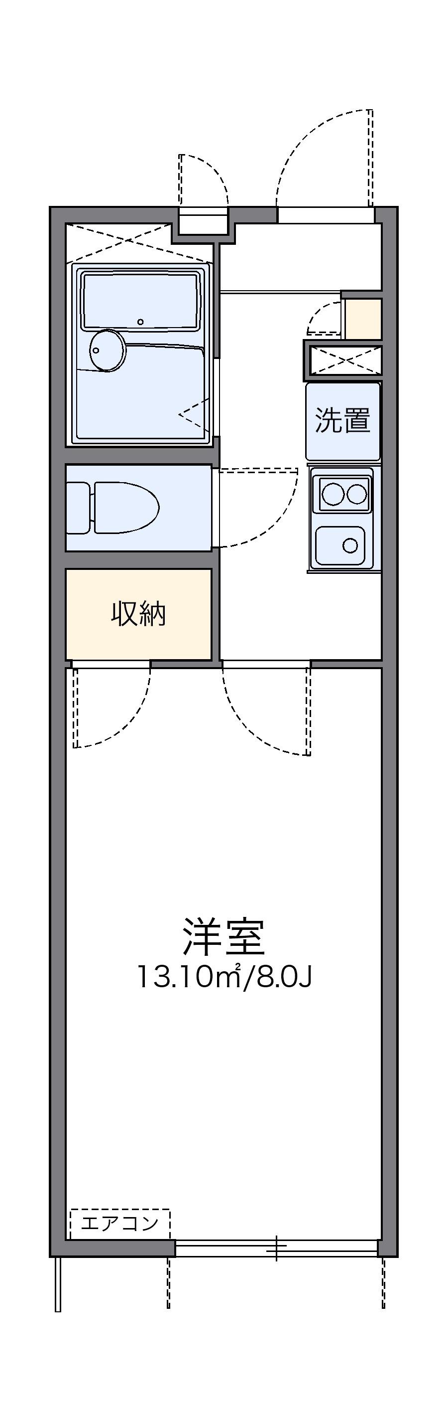 レオパレス三津屋北Ⅱ(1K/1階)の間取り写真
