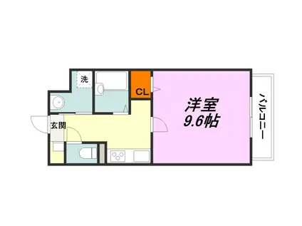 GRANDIR服部(1K/1階)の間取り写真