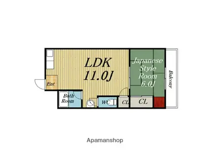 進洋マンション(1LDK/3階)の間取り写真