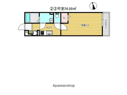 ラパンジール加島(1K/1階)の間取り写真