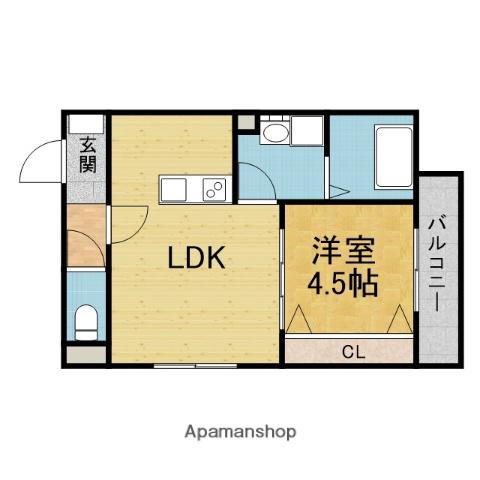 アーバンコート豊中(1LDK/2階)の間取り写真