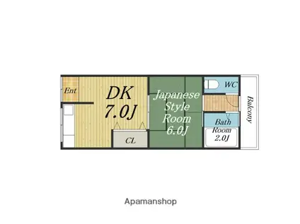 家納文化Ⅰ(1DK/2階)の間取り写真