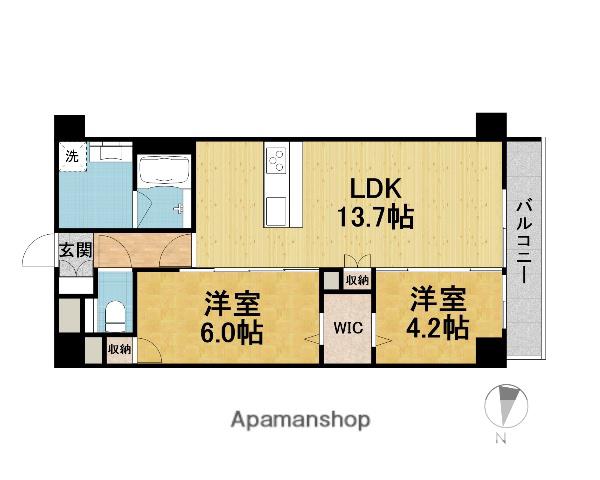 トリニティ豊中本町(2LDK/4階)の間取り写真